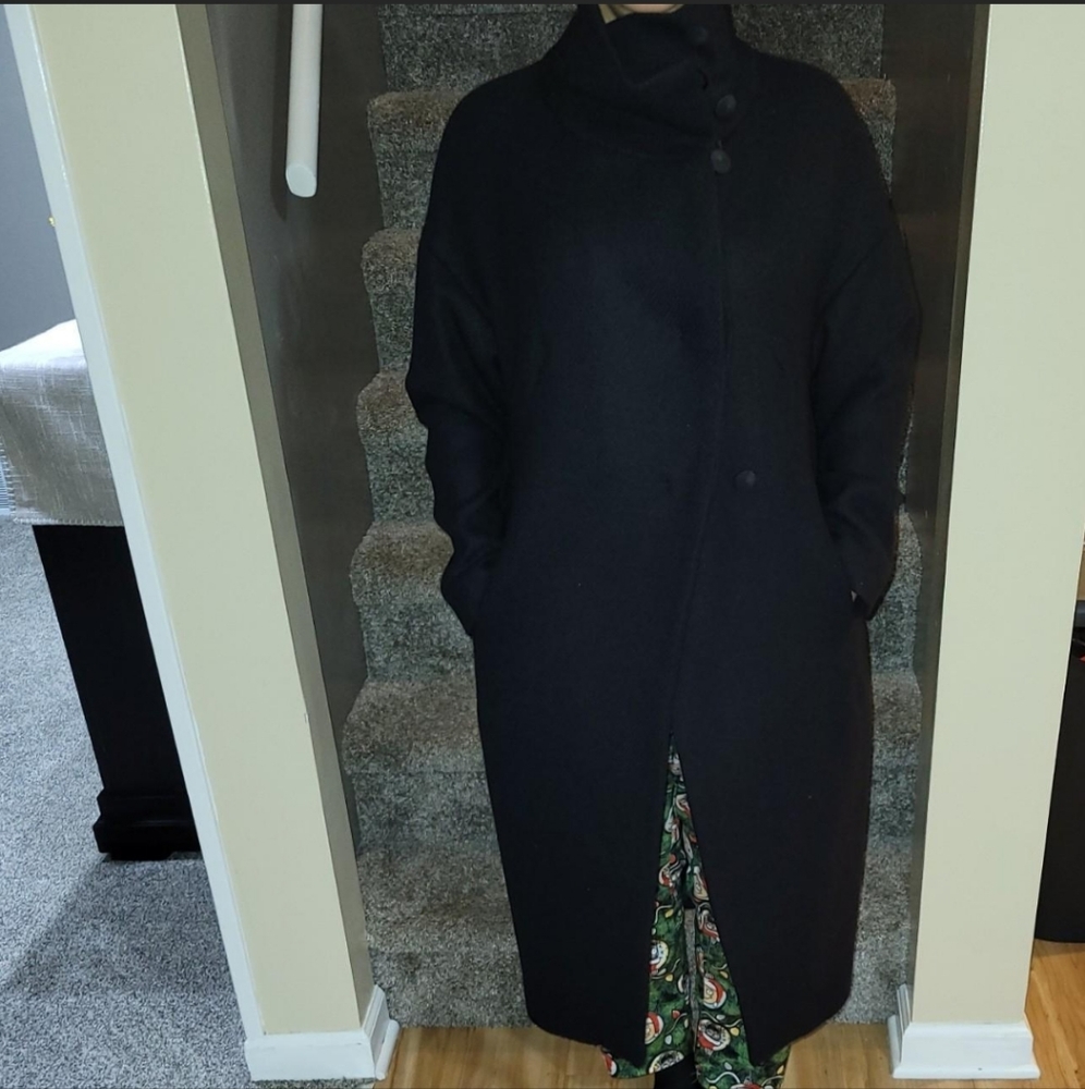 Zara high neck asymmetrical hem coat